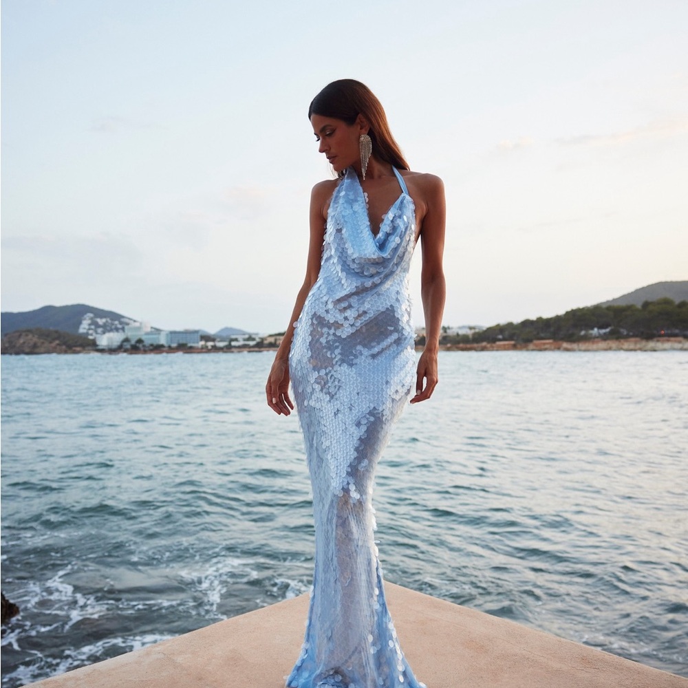 Rat & Boa Light Blue Sequin Maxi Dress